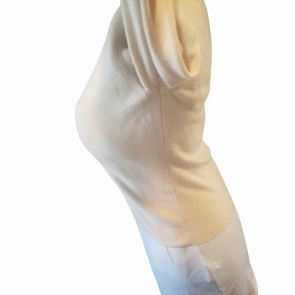 Ann Taylor Loft Wool Cream Blouse, Bow on Collar - Picture 9 of 14